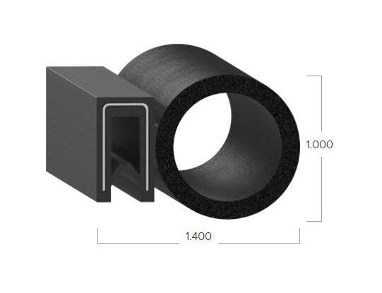 Uni-Grip 1.400x1.000 in Bulb Seal - Rubber, Black, Side Flange - Image 2