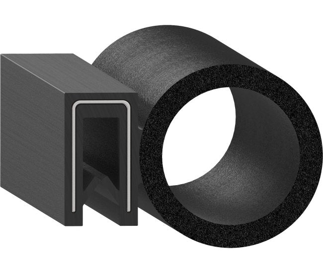 Uni-Grip 1.400x1.000 in Bulb Seal - Rubber, Black, Side Flange - Image 1