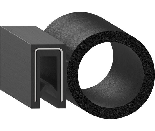 Uni-Grip 1.400x1.000 in Bulb Seal - Rubber, Black, Side Flange - Image 1