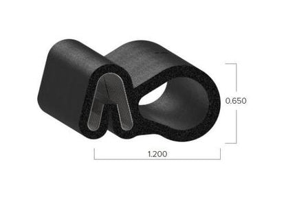 Uni-Grip 1.200" x 0.650" Bulb Seal - Rubber Sponge - Black - Image 2