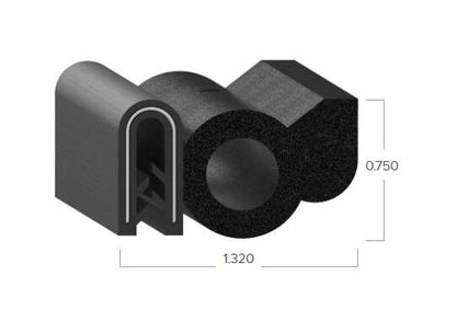 Uni-Grip 1.320x0.750 Bulb Seal, Rubber - Image 2