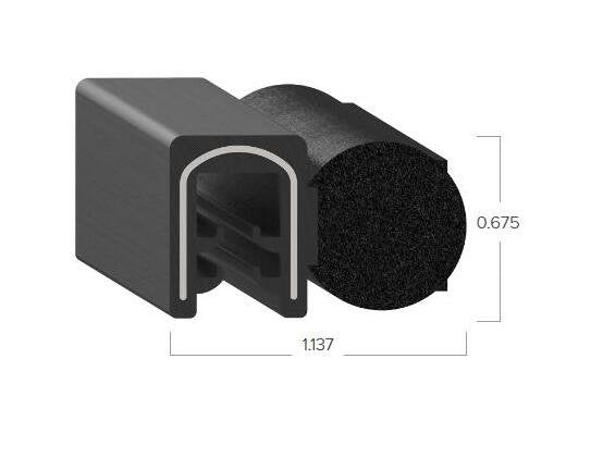 Uni-Grip 1.137x0.675 in Bulb Seal, Rubber, Black, Side Flange - Image 2
