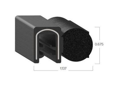 Uni-Grip 1.137x0.675 in Bulb Seal, Rubber, Black, Side Flange - Image 2