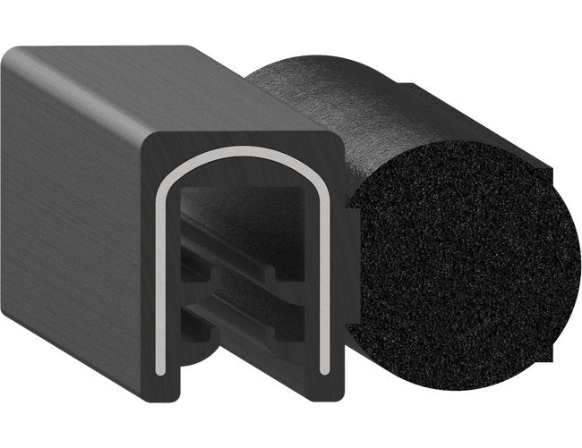 Uni-Grip 1.137x0.675 in Bulb Seal, Rubber, Black, Side Flange - Image 1