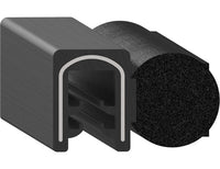 Uni-Grip 1.137x0.675 in Bulb Seal, Rubber, Black, Side Flange