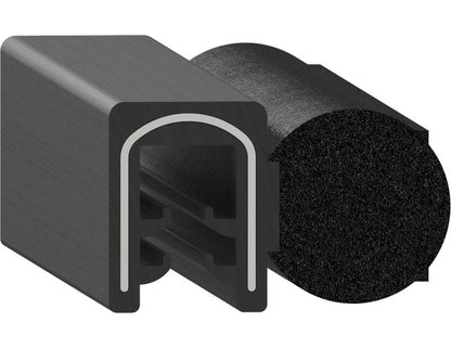 Uni-Grip 1.137x0.675 in Bulb Seal, Rubber, Black, Side Flange - Image 1