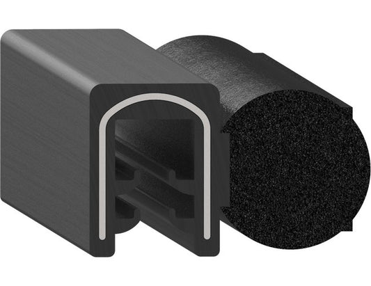 Uni-Grip 1.137x0.675 in Bulb Seal, Rubber, Black, Side Flange - Image 1