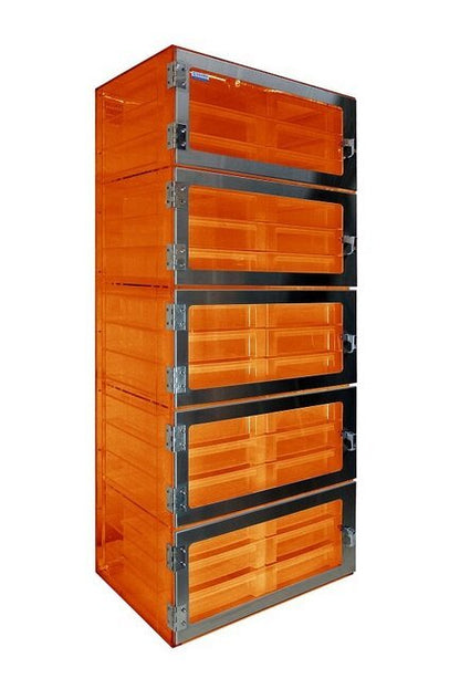1520 Series Amber Acrylic Five Door Sliding Drawer Desiccator - Image 1