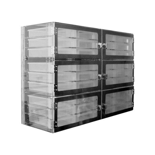 1520 Series Six Door Acrylic Desiccator with Gas-in Port & Pressure Relief Valve - Image 1