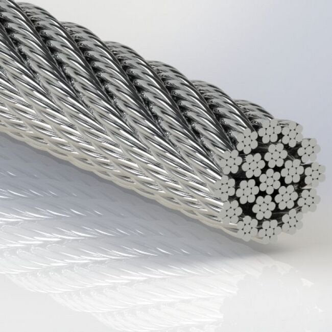 0.035 Inch (in) Nominal Cable Diameter 19 x 7 Commercial Bright Bare Tungsten Cable - Image 1