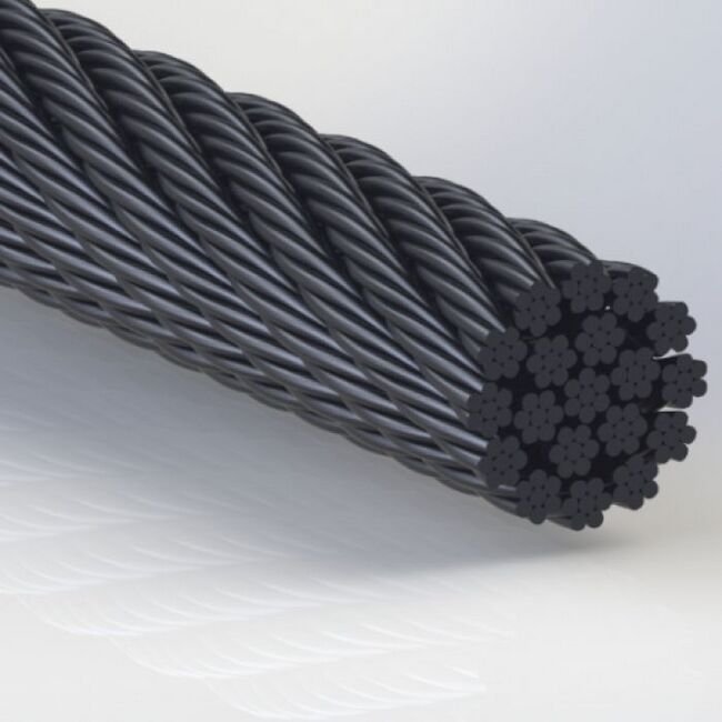 0.015 Inch (in) Nominal Cable Diameter 19 x 7 Commercial Black Bare Tungsten Cable - Image 1