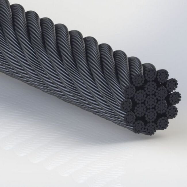 0.025 Inch (in) Nominal Cable Diameter 19 x 19 Commercial Black Bare Tungsten Cable - Image 1