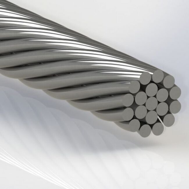0.250 Inch (in) Nominal Cable Diameter 1 x 19 Commercial Bare Stainless Steel Cable - Image 1