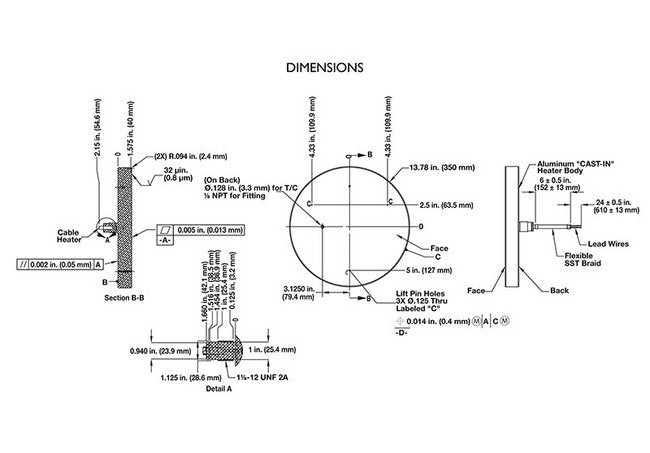 300mm Bare Machined Aluminum Platen Heater - Standard Aluminum Platen Heaters - Image 2