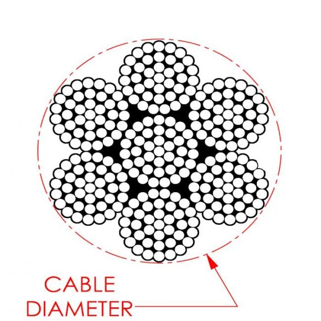 0.025 Inch (in) Nominal Cable Diameter 7 x 37 Commercial Black Bare Tungsten Cable - Image 2