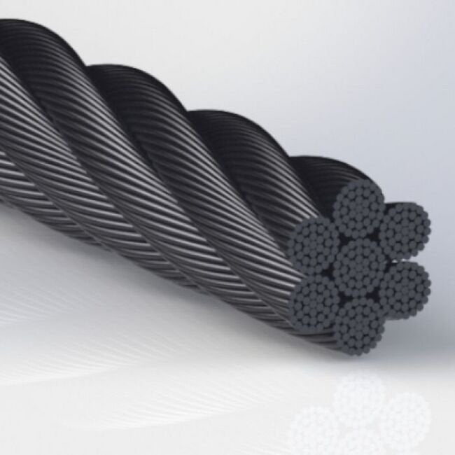 0.025 Inch (in) Nominal Cable Diameter 7 x 37 Commercial Black Bare Tungsten Cable - Image 1