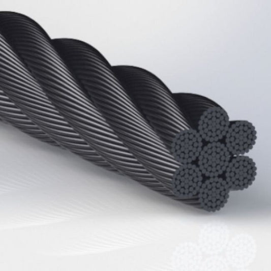 0.025 Inch (in) Nominal Cable Diameter 7 x 37 Commercial Black Bare Tungsten Cable - Image 1