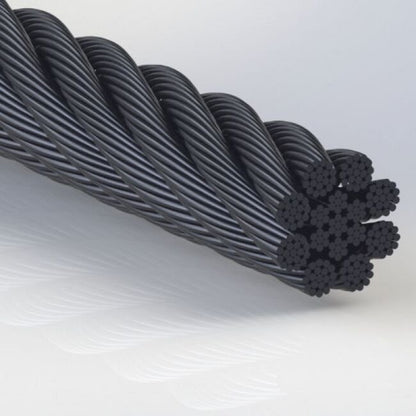 0.019 Inch (in) Nominal Cable Diameter 7 x 7+8 (1 x 19) Commercial Black Bare Tungsten Cable - Image 1