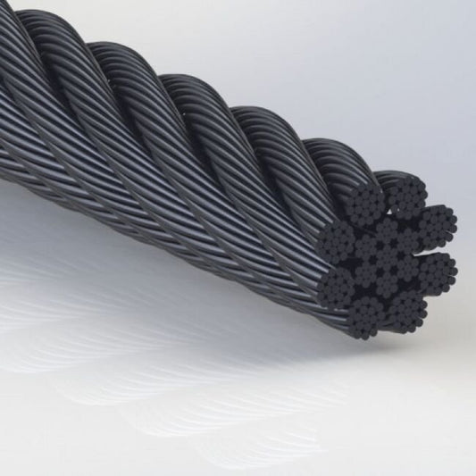 0.015 Inch (in) Nominal Cable Diameter 7 x 7+8 (1 x 19) Commercial Black Bare Tungsten Cable - Image 1