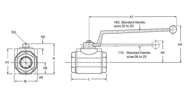 High Pressure 2-Way Ball Valve, Carbon Steel, 6000 psi - Image 2