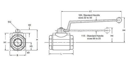 High Pressure 2-Way Ball Valve, Carbon Steel, 6000 psi - Image 2