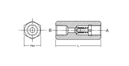 Carbon Steel In-Line Check Valve RV-25-01.X/5-0, 25 Nominal Size - Image 2