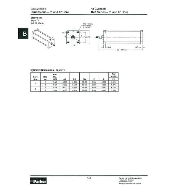 6-Inch Bore Sleeve Nut for 4MA Series Air Cylinders - Image 2