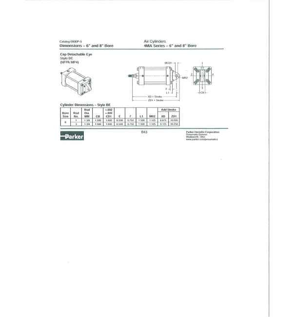 NFPA 4MA Series Air Cylinder Cap with Detachable Eye Mount - 6" and 8" Bore - Image 2