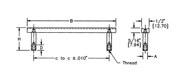 Aluminum Bar Handle with Internal Thread - 2 Posts - Image 2