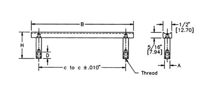 Aluminum Bar Handle with Internal Thread - 2 Posts - Image 2