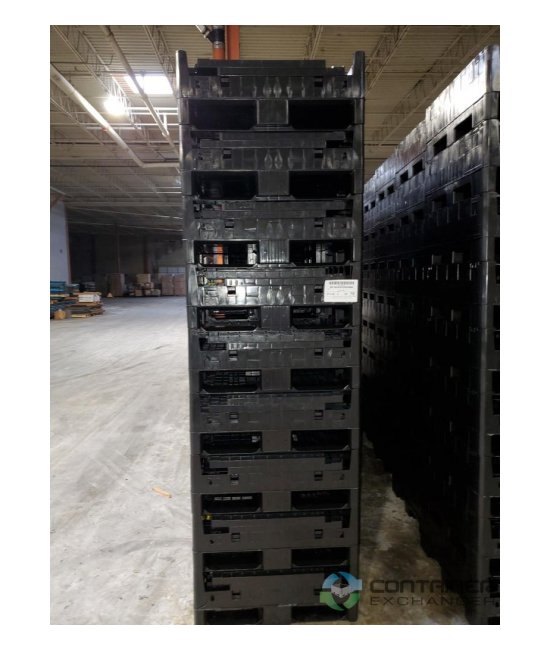 Black Collapsible Bulk Box Pallet Container with 2 Drop Doors - Image 1