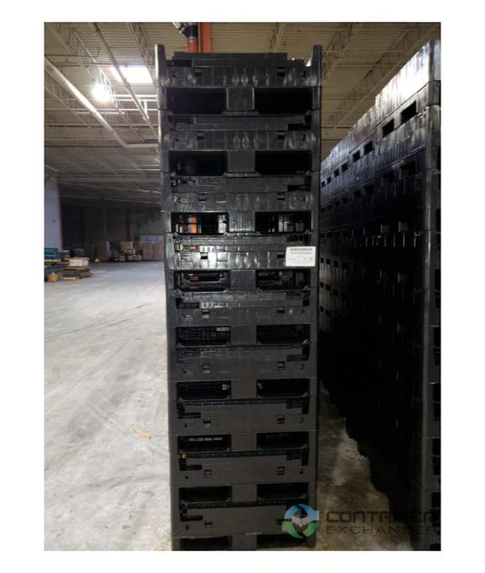 Black Collapsible Bulk Box Pallet Container with 2 Drop Doors - Image 1