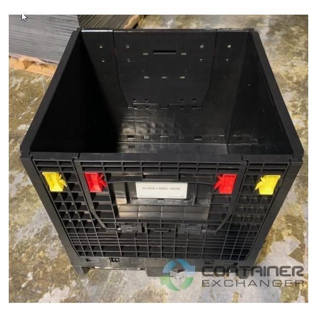 Black Collapsible Bulk Box Pallet Container with 2 Drop Doors - Image 2