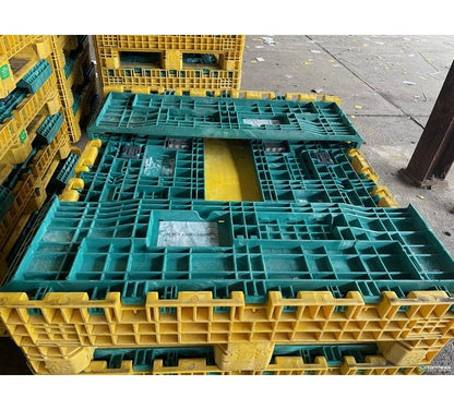 Collapsible Bulk Plastic Pallet Container - 48 x 45 x 25 Inches, Yellow/Green, 2 Drop Doors - Image 2