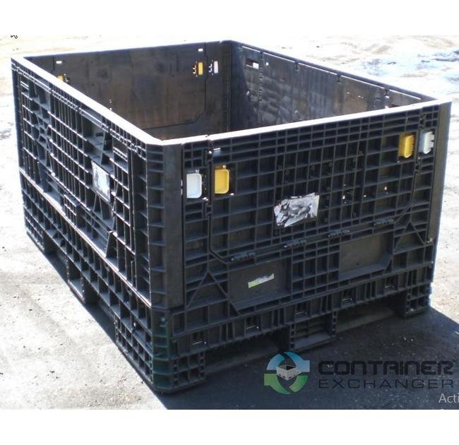 Collapsible Plastic Pallet Container with Drop Doors - 64x48x34 in - Image 1
