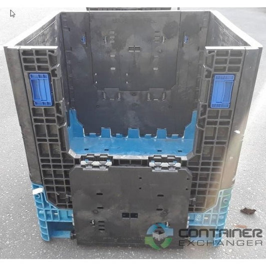 Collapsible Plastic Pallet Container with Drop Doors - 30x32x34 in - Image 1