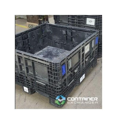 Collapsible Black Bulk Bin Pallet Container - 45x48x25 Inches - Image 1