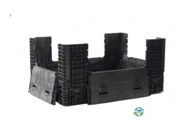 Collapsible Bulk Pallet Container - 70x48x34 in, 4 Drop Doors - Image 1