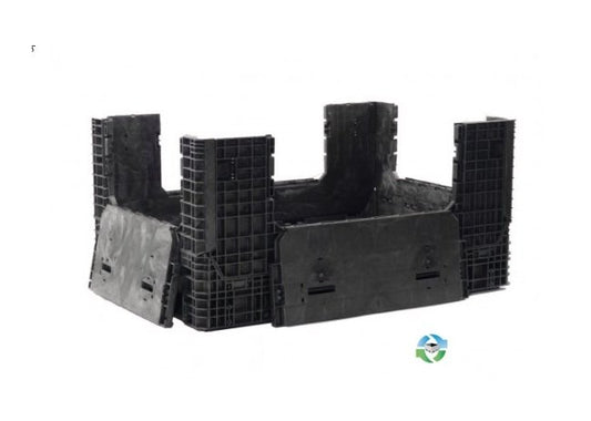 Collapsible Bulk Pallet Container - 70x48x34 in, 4 Drop Doors - Image 1