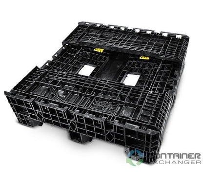 Collapsible Black Plastic Bulk Pallet Container - 48x45x25 in - Image 1