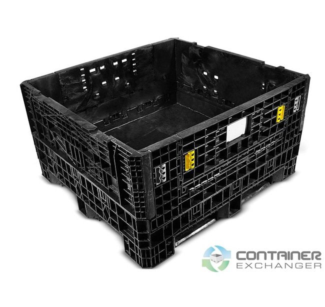 Collapsible Black Plastic Bulk Pallet Container - 48x45x25 in - Image 2