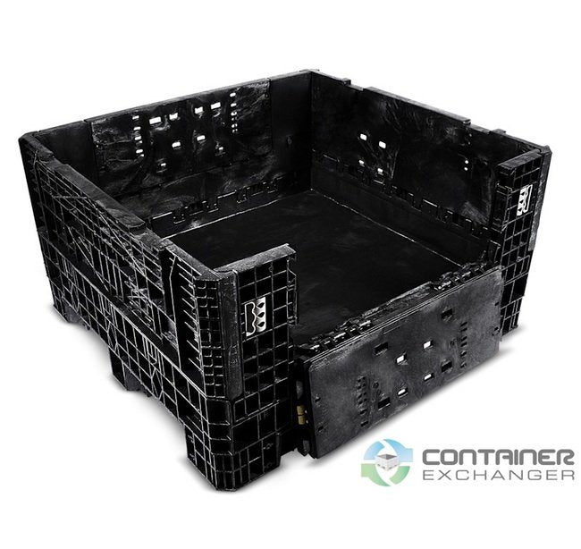 Collapsible Black Plastic Bulk Pallet Container - 48x45x25 in - Image 3