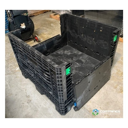 Collapsible Plastic Pallet Container with Drop Doors - 45x48x34 in, 2000 lb Capacity, Black - Image 3