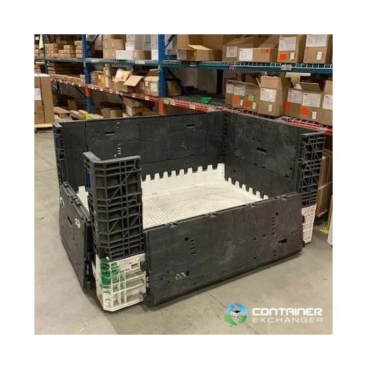 Collapsible Plastic Pallet Container with Drop Doors - 62x48x34 in - Image 1