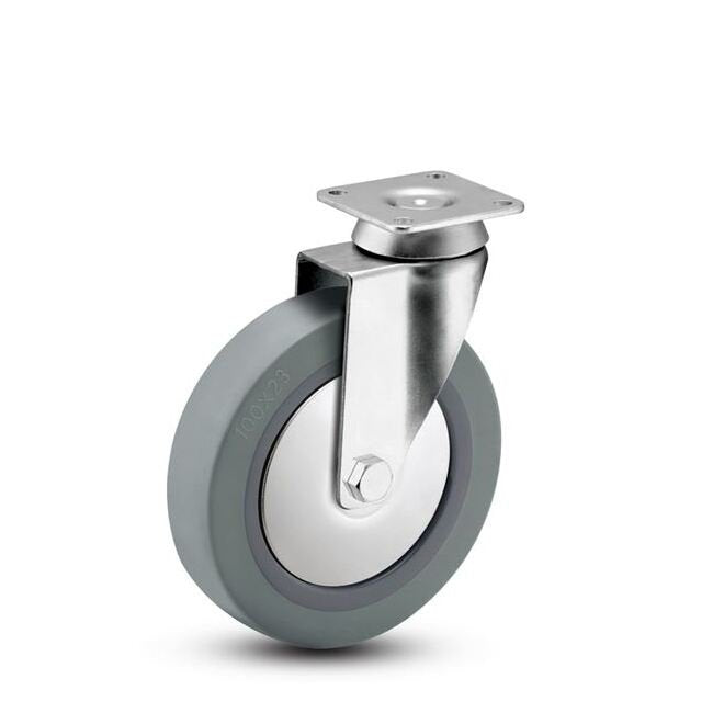Medcaster Grey Thermoplastic Rubber Swivel Caster - Image 1