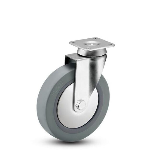 Medcaster Grey Thermoplastic Rubber Swivel Caster - Image 1