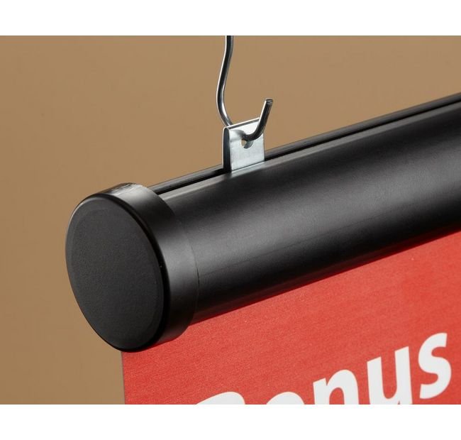 36" Round Graphic/Banner Hanger - Black HIPS Material - Image 1