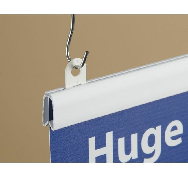 24" White Atlas PVC Banner Hanger - Image 1