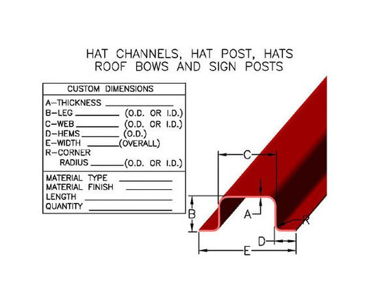 Custom & Standard Hat Channels for Roofing and Sign Posts - Image 1