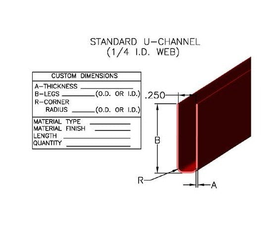 Heavy-Duty U-Channel Trim & Edging, 1/4" ID - Image 1